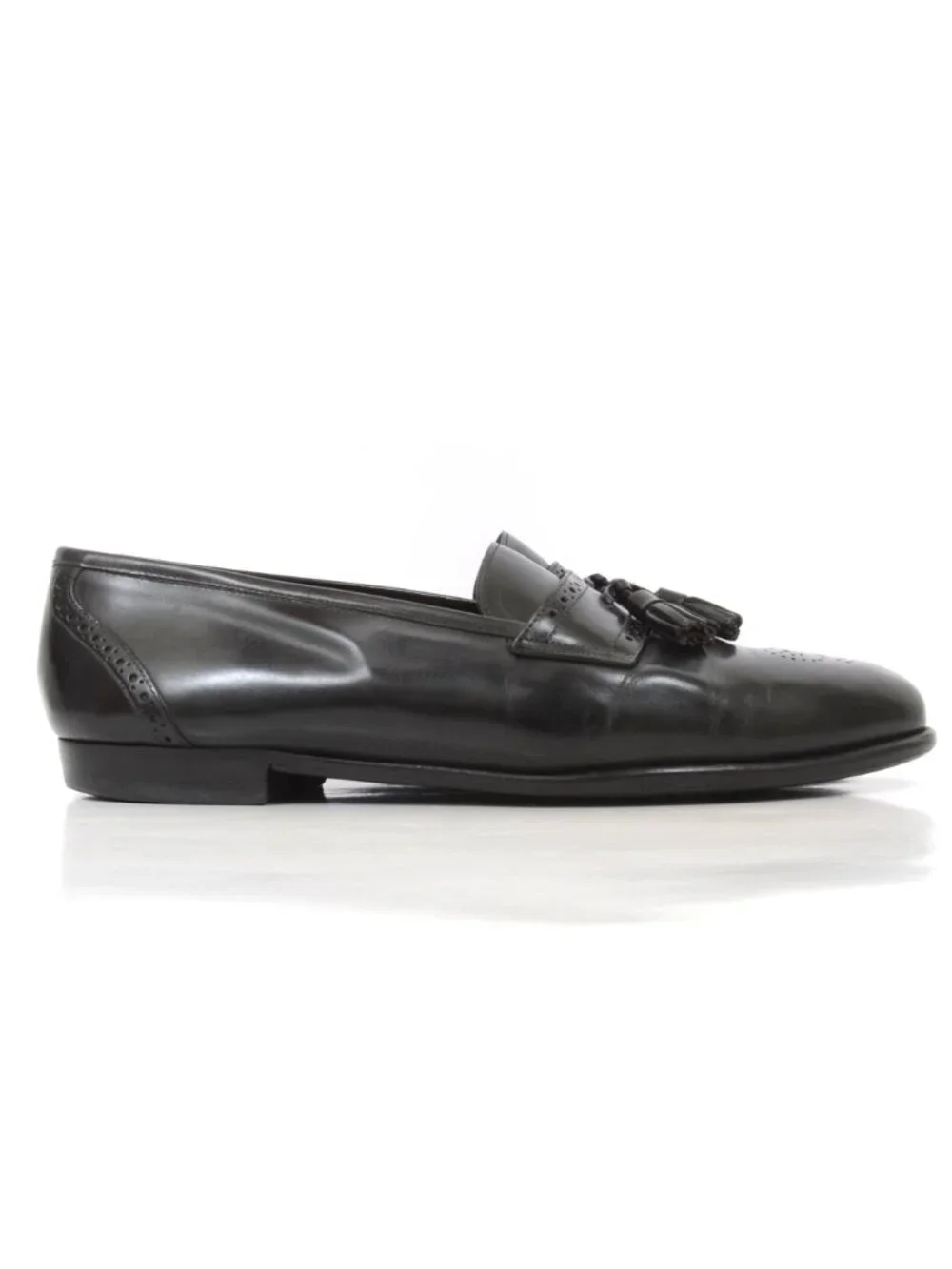 S2 by Santoni Mens 11EE Black Leather Tassle Loafers Dress Old Money Preppy Shoe